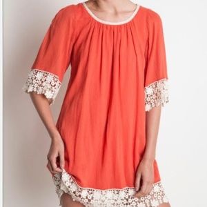 *UMGEE* Loose Fitting Coral Summer Dress with Lace